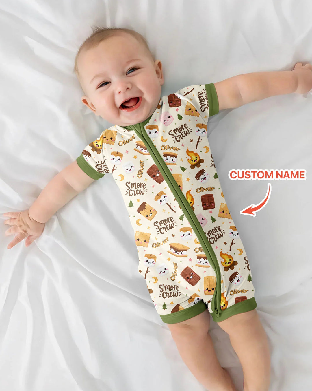 Custom Name Kawaii S'more Crew Family Matching Bamboo Shorty Zippy