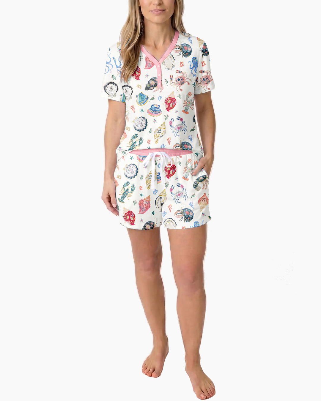 Preppy Coastal Bamboo Women Short Sleeve Short Pajama Set