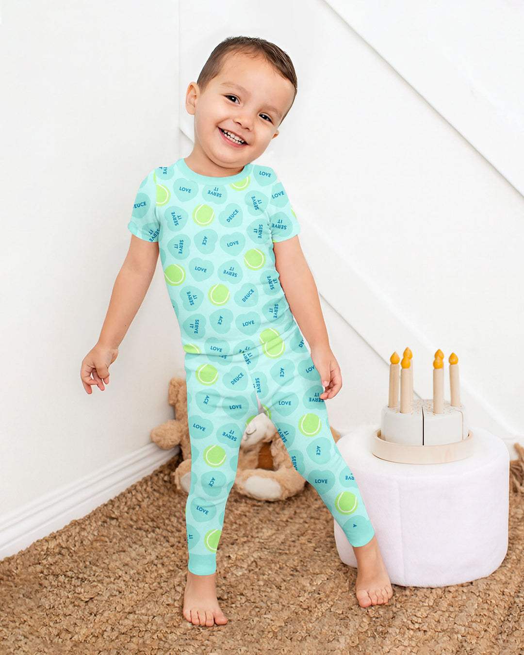 Tennis with Love Bamboo Two Piece Short Sleeve Pajama Set