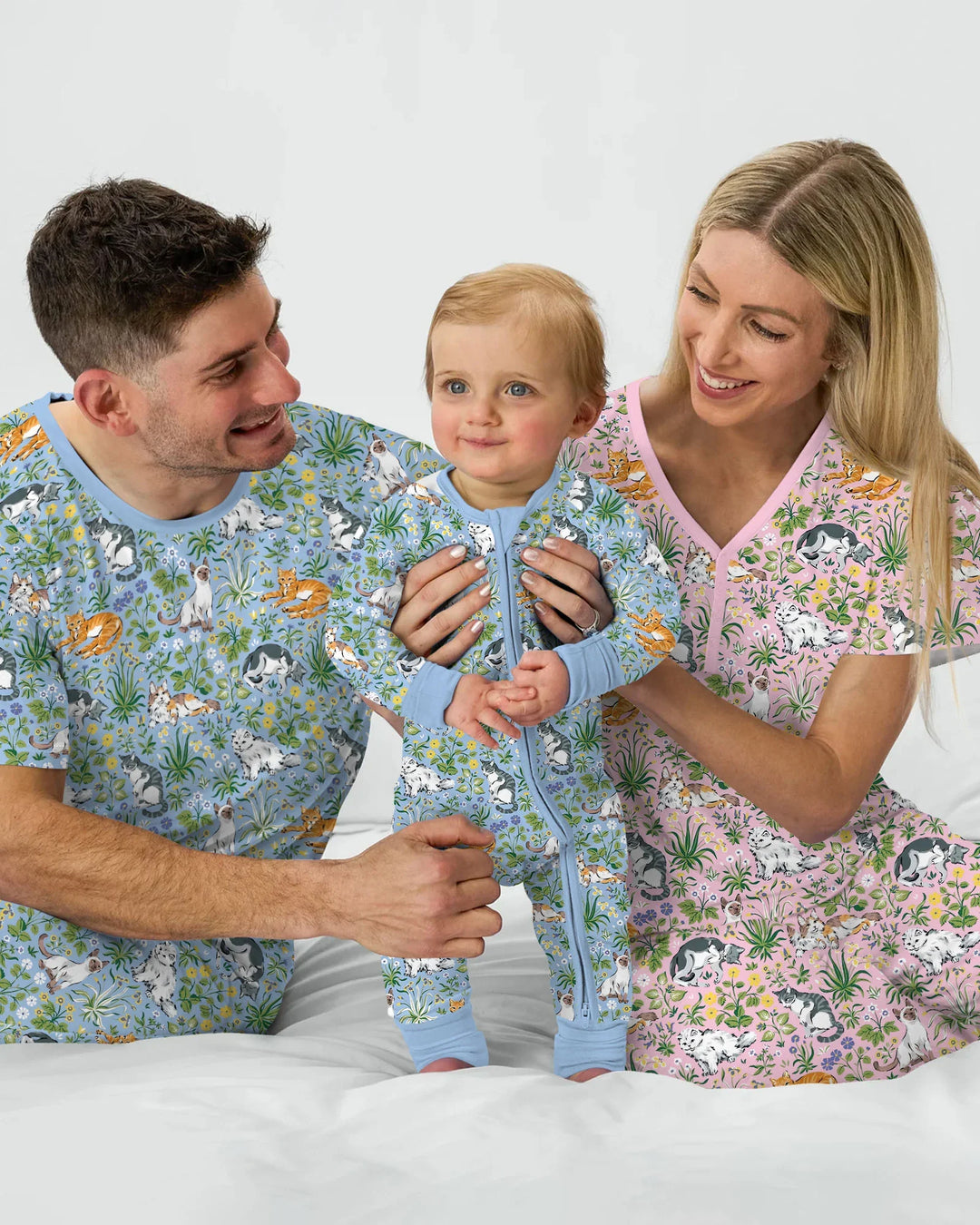 Kitten Garden Family Matching Bamboo Two Piece Long Sleeve Pajama Set