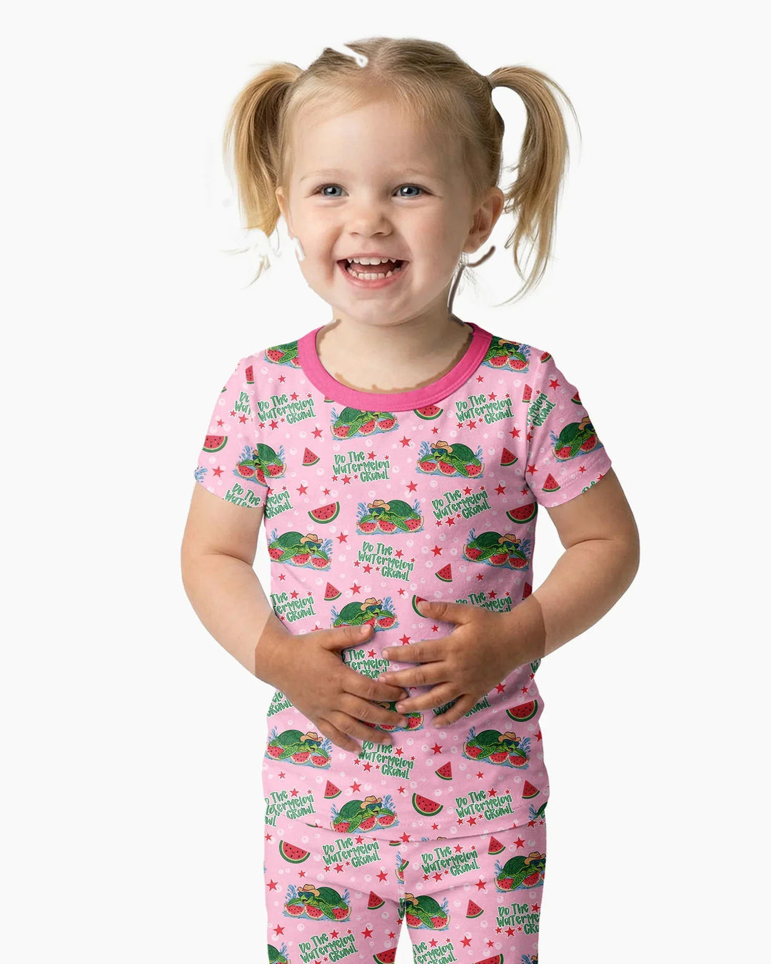 Watermelon Turtle Family Matching Bamboo Two Piece Short Sleeve Pajama Set