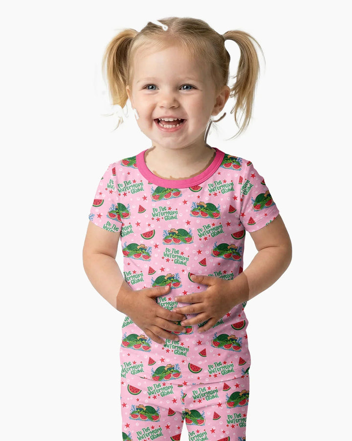 Watermelon Turtle Family Matching Bamboo Two Piece Short Sleeve Pajama Set