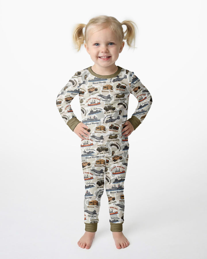 Little Hero Military Family Matching Bamboo Two Piece Long Sleeve Pajama Set
