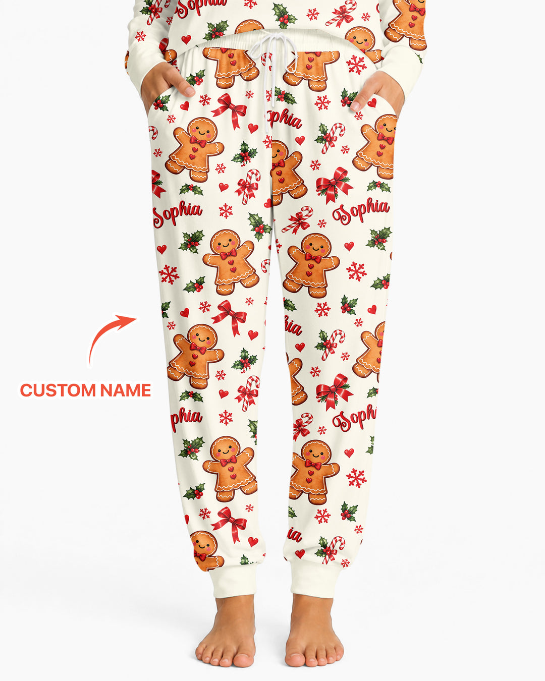 Custom Name Gingerbread Bamboo Women Pajama Set