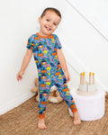 Whimsical Witch Cats Bamboo Two Piece Short Sleeve Pajama Set