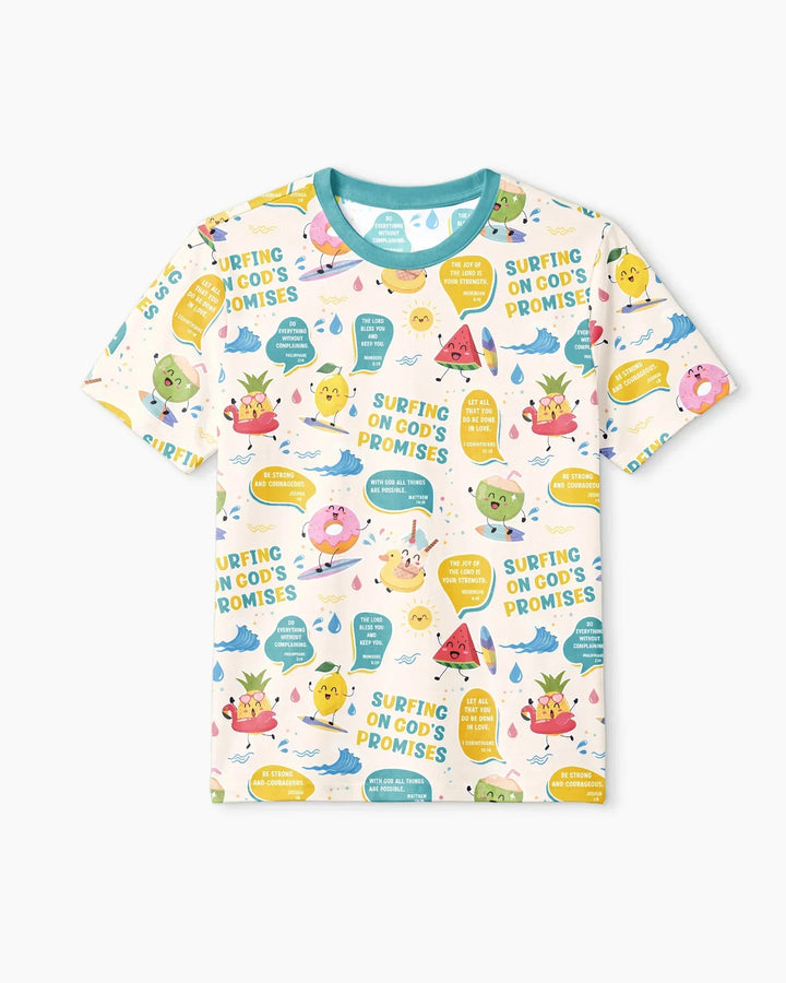 Summer Fruits Surfing On God's Promises Bamboo Men Short Sleeve Short Pajama Set