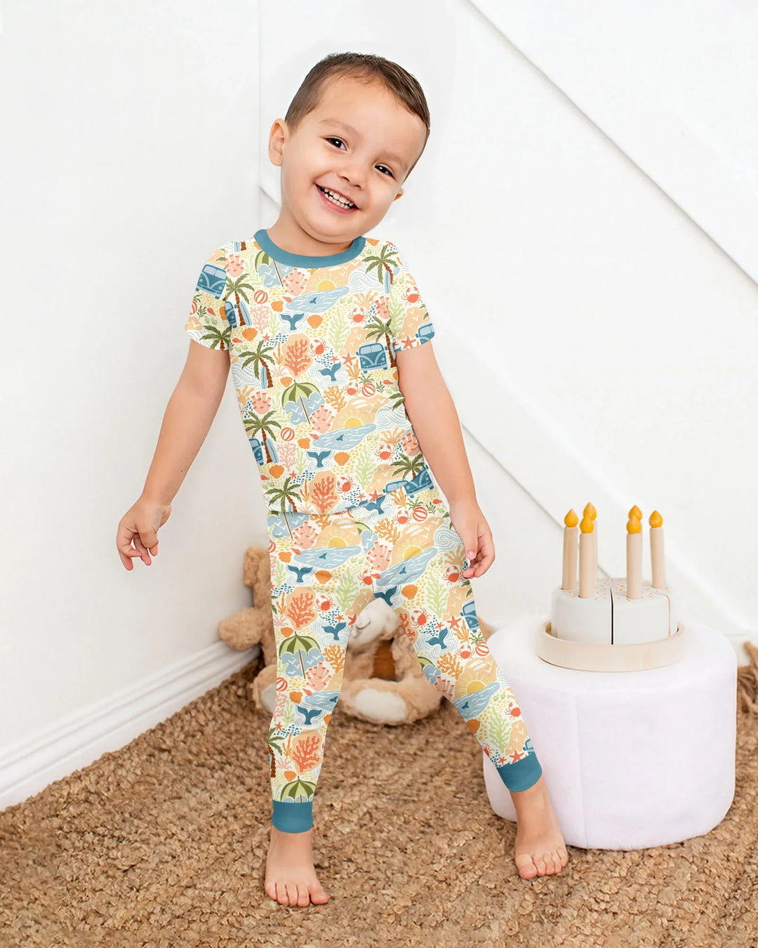 Beachy Boho Bamboo Two Piece Short Sleeve Pajama Set