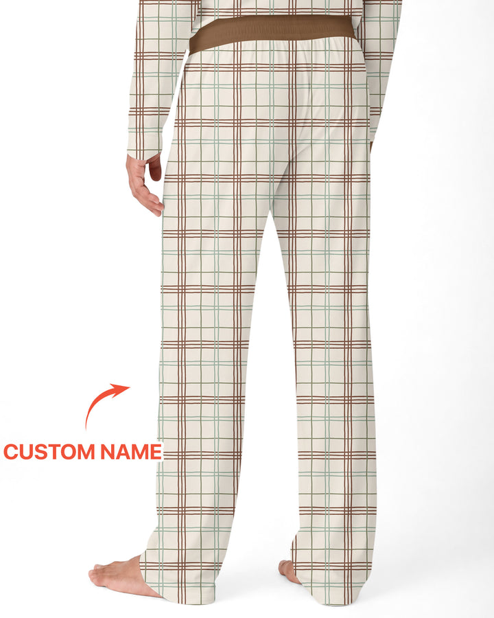 Custom Name Vintage Deck The Halls Bamboo Men's Pajama Set