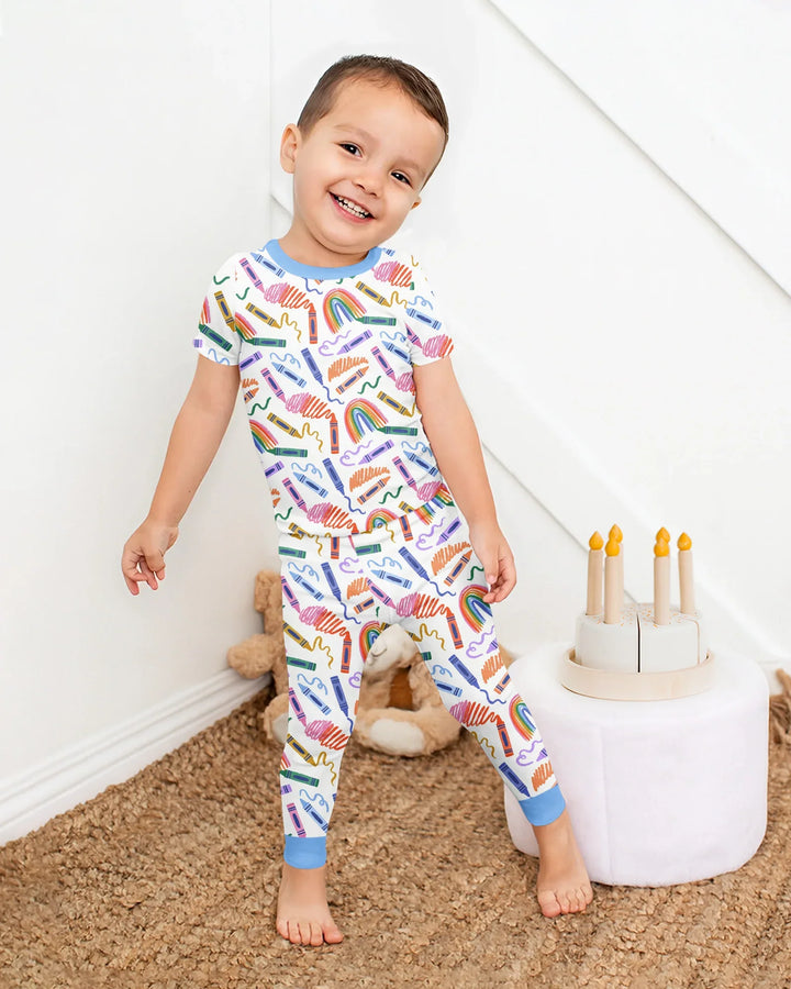 Crayon Chaos Bamboo Two Piece Short Sleeve Pajama Set