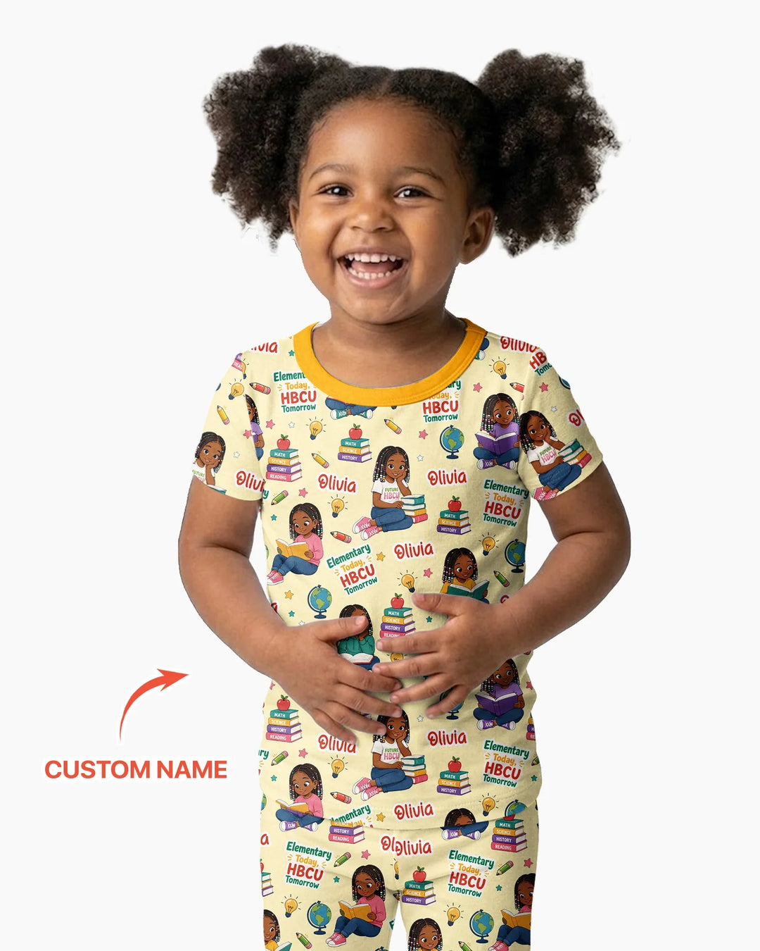 Custom Name Elementary Today HBCU Tomorrow Bamboo Two Piece Short Sleeve Pajama Set