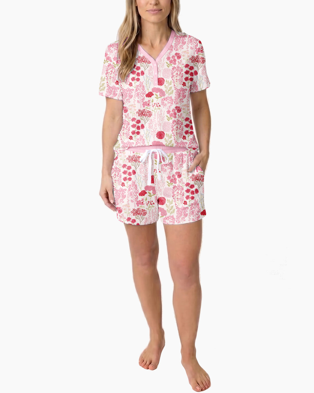 Blushing Wildflowers Bamboo Women Short Sleeve Short Pajama Set