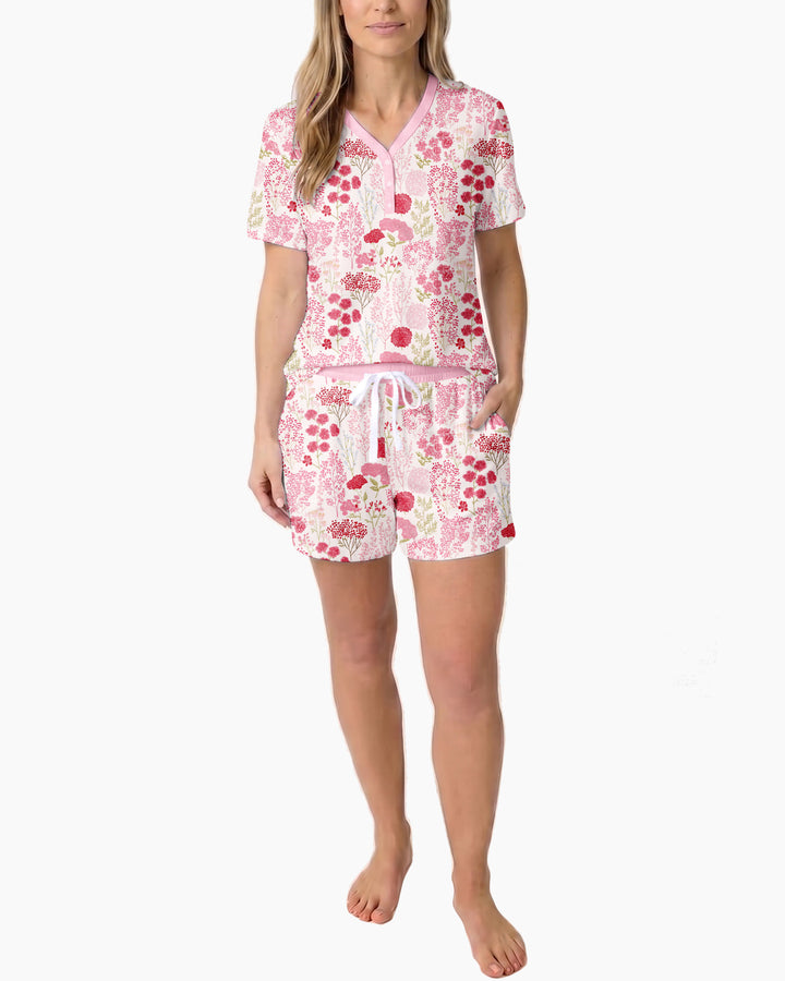 Blushing Wildflowers Bamboo Women Short Sleeve Short Pajama Set