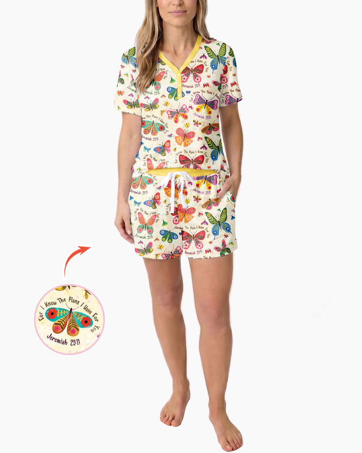 For I Know The Plans I Have For You Bamboo Women Short Sleeve Short Pajama Set