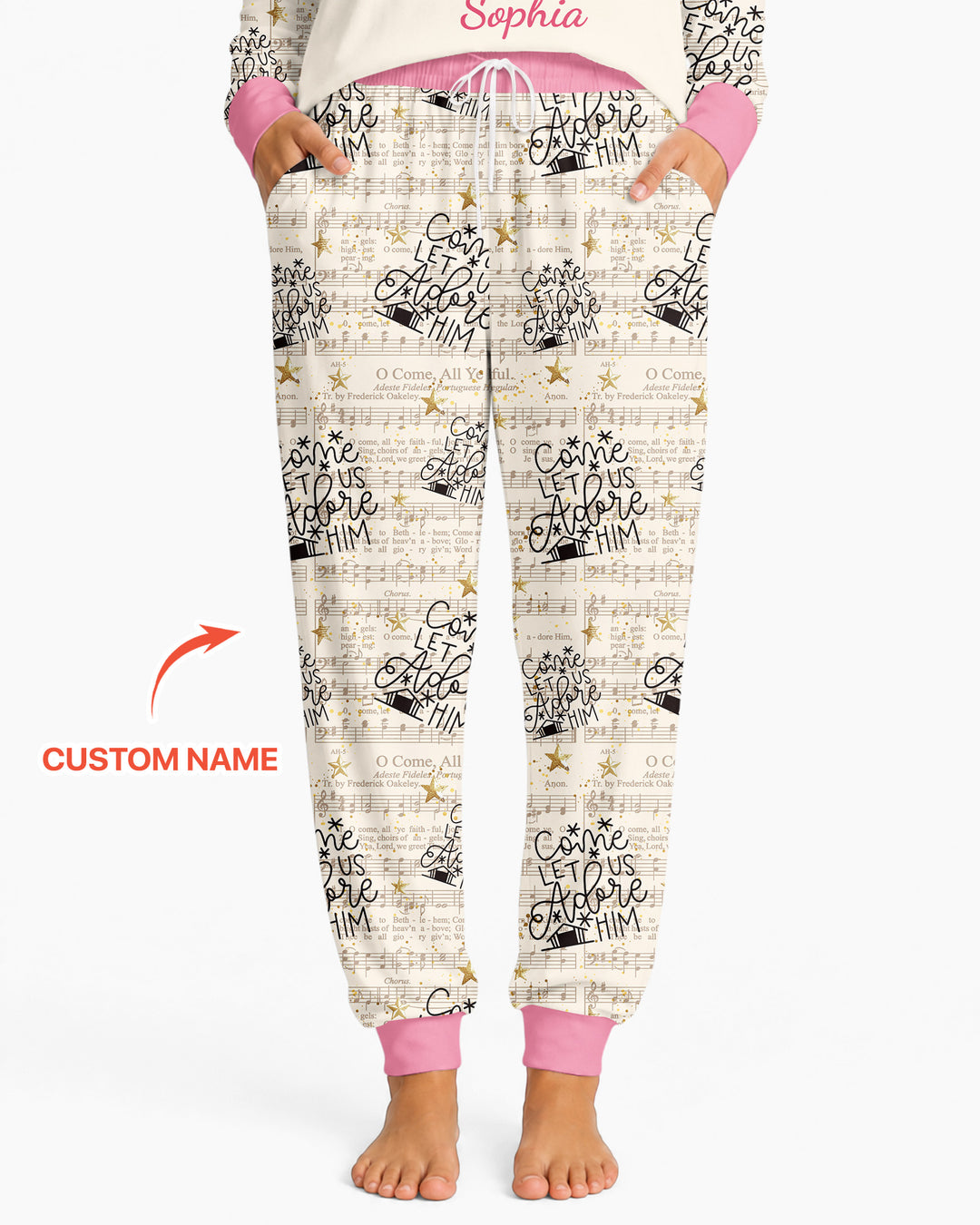Oh Come Let Us Adore Him Custom Name Mommy And Me Matching Bamboo Women Pajama Set