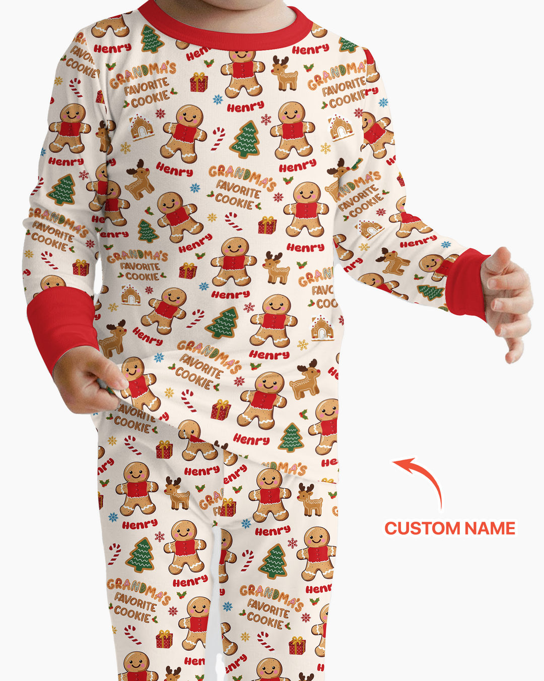 Personalized Grandma's Favorite Cookie Bamboo Two Piece Long Sleeve Pajama Set