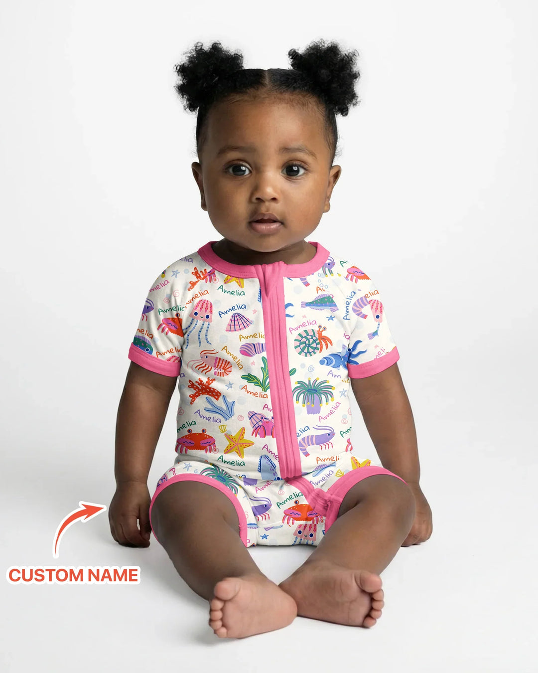 Tide Pool Pals Custom Name Bamboo Shorty Zippy
