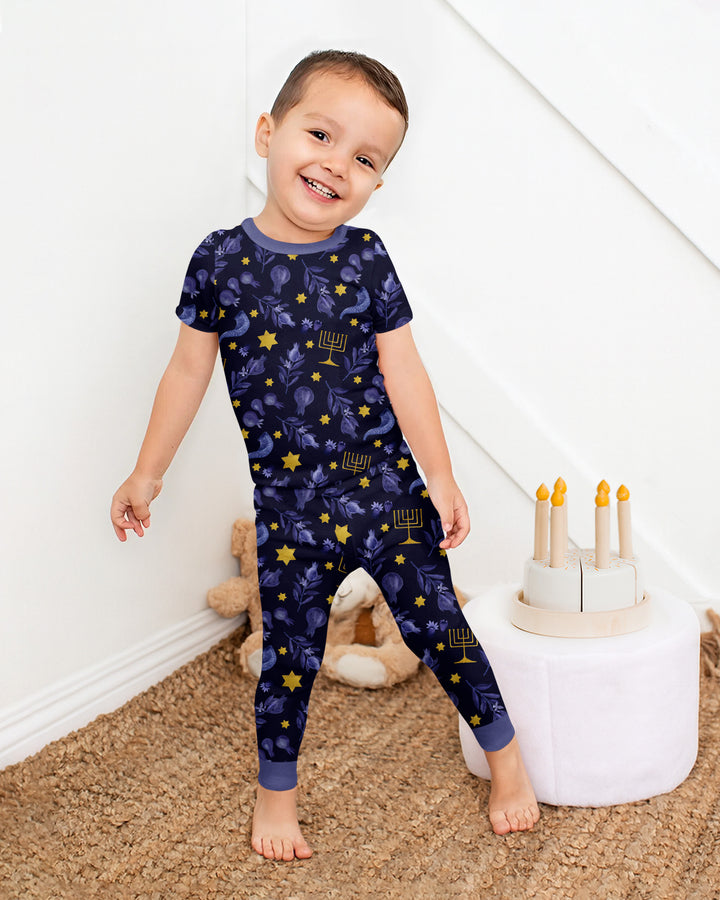 Rosh Hashanah Night Family Matching Bamboo Two Piece Short Sleeve Pajama Set