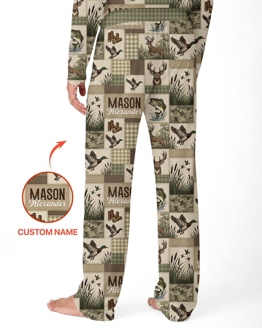 Personalized Hunting Patchwork Bamboo Men's Pajama Set