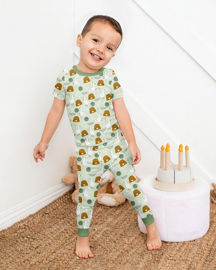 Jesus Loves You Silly Goose Bamboo Two Piece Short Sleeve Pajama Set