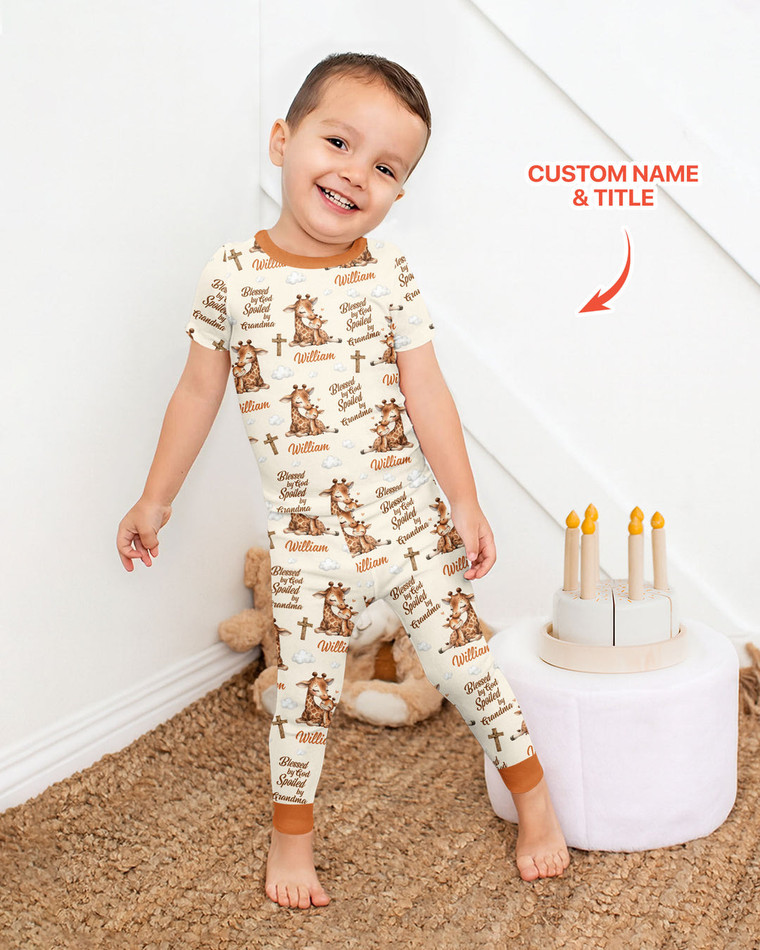 CUSTOM Template Bamboo Two Piece Short Sleeve Pyjamas Set