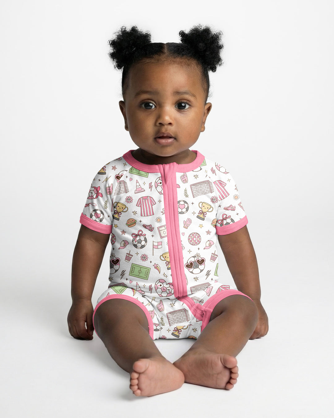 Pink Girly Soccer Coquette Bamboo Shorty Zippy