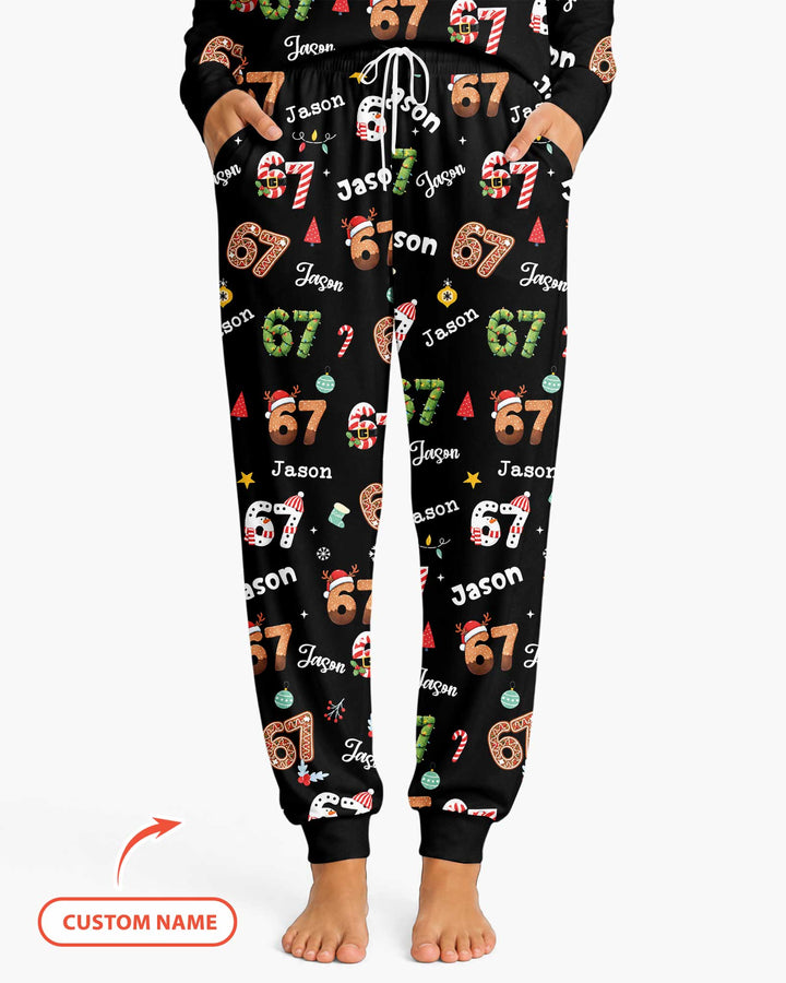 Custom '6 7' Six Seven Christmas Slang Meme Bamboo Women Pajama Set
