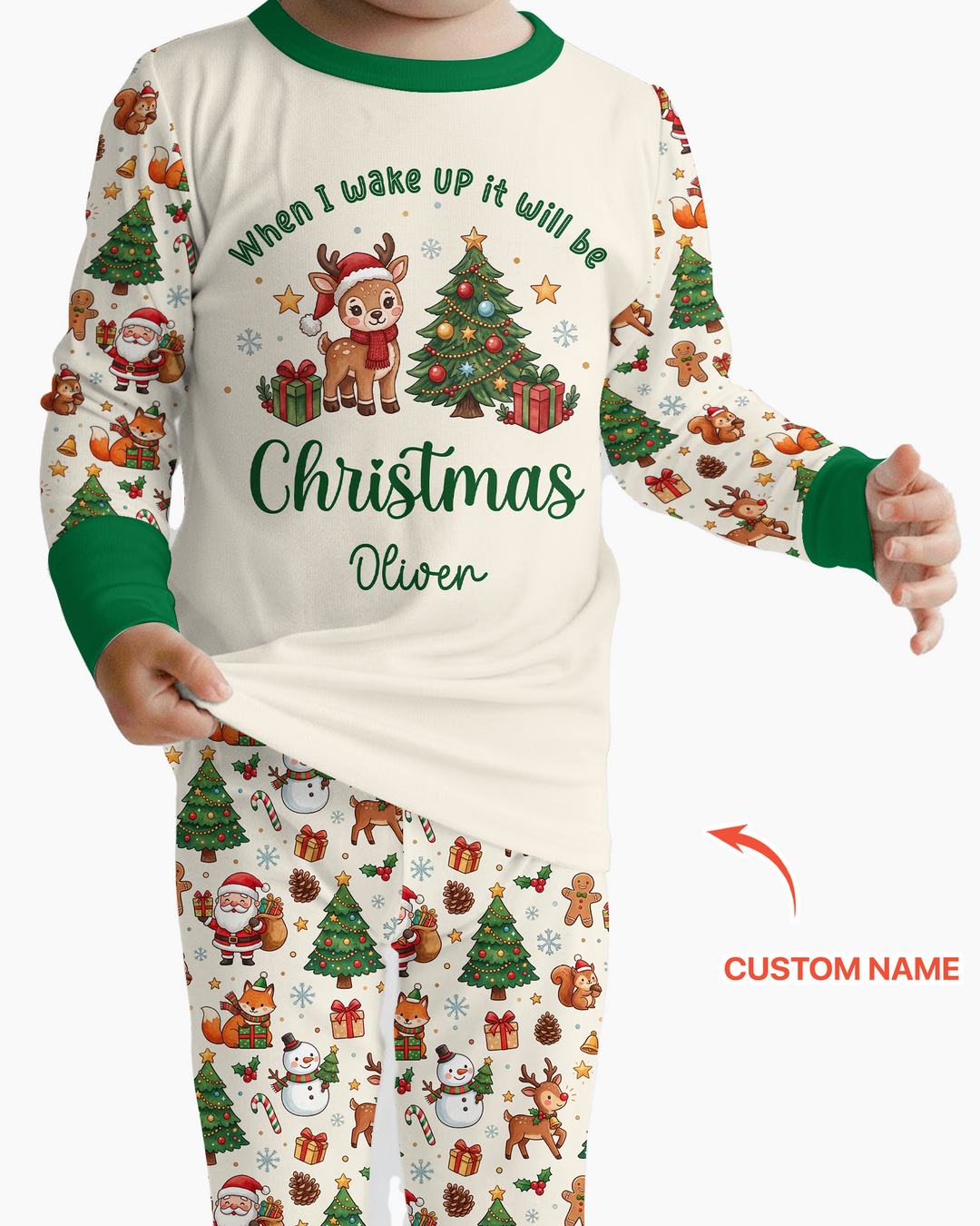Custom Name When I Wake Up It's Will Be Christmas Bamboo Two Piece Long Sleeve Pajama Set