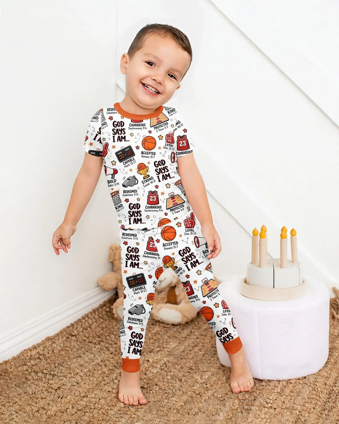 Basketball God Says I Am Bamboo Two Piece Short Sleeve Pajama Set