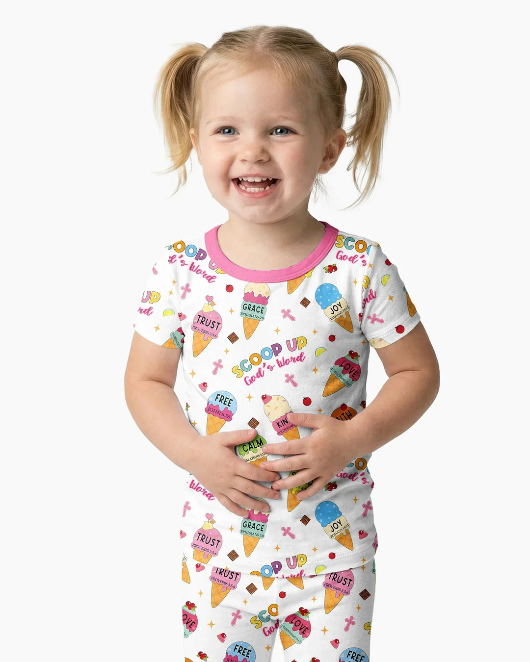 Ice Cream Summer Christian Bamboo Two Piece Short Sleeve Pajama Set