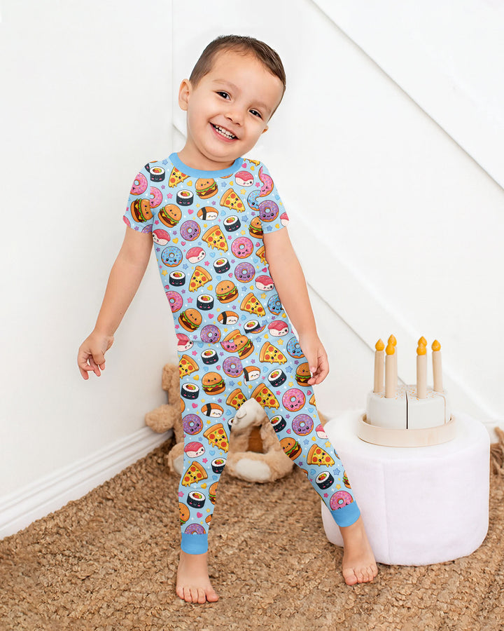 Kawaii Snack Party Bamboo Two Piece Short Sleeve Pajama Set