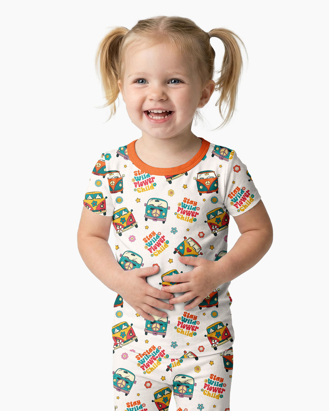 Stay Wild Flower Child Bamboo Two Piece Short Sleeve Pajama Set