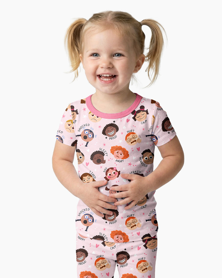 Feelings Vocabulary Bamboo Two Piece Short Sleeve Pajama Set