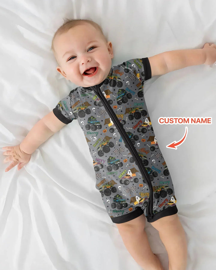 Custom Name Halloween Creepy Crusher Family Matching Bamboo Shorty Zippy