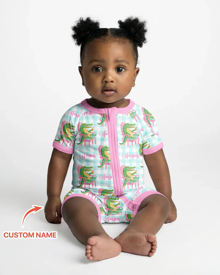 Custom Name Preppy Later Gator Bamboo Shorty Zippy
