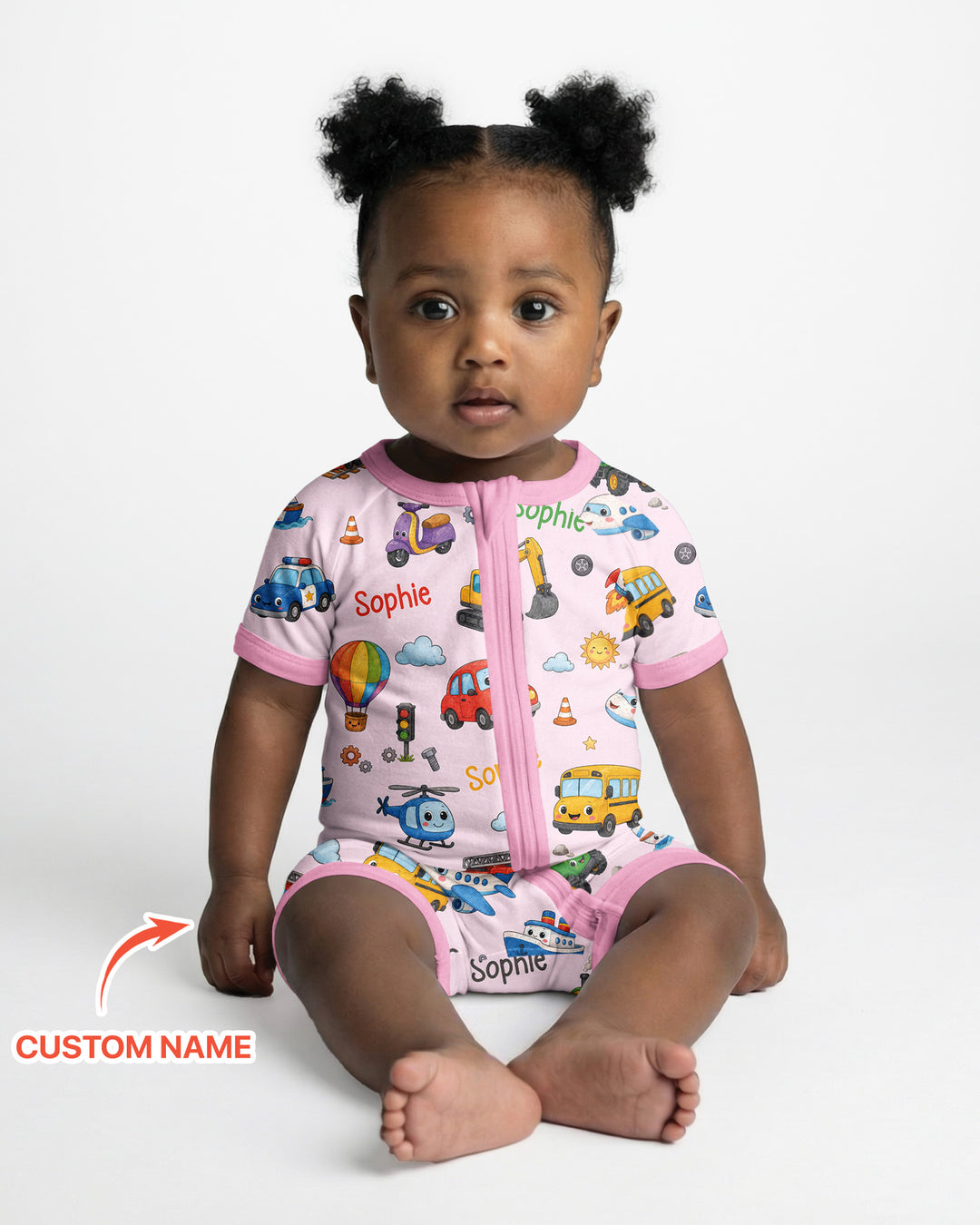 Custom Name Cute Transport Bamboo Shorty Zippy