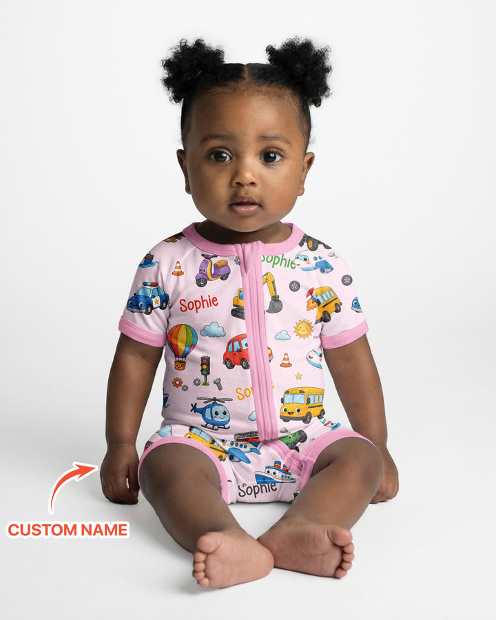 Custom Name Cute Transport Bamboo Shorty Zippy