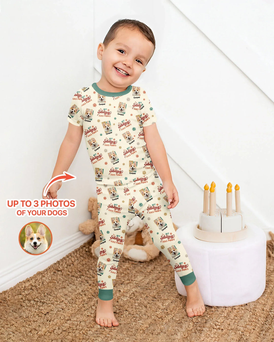 Custom Dog Photos "My Siblings Have Paws" Bamboo Two Piece Short Sleeve Pajama Set