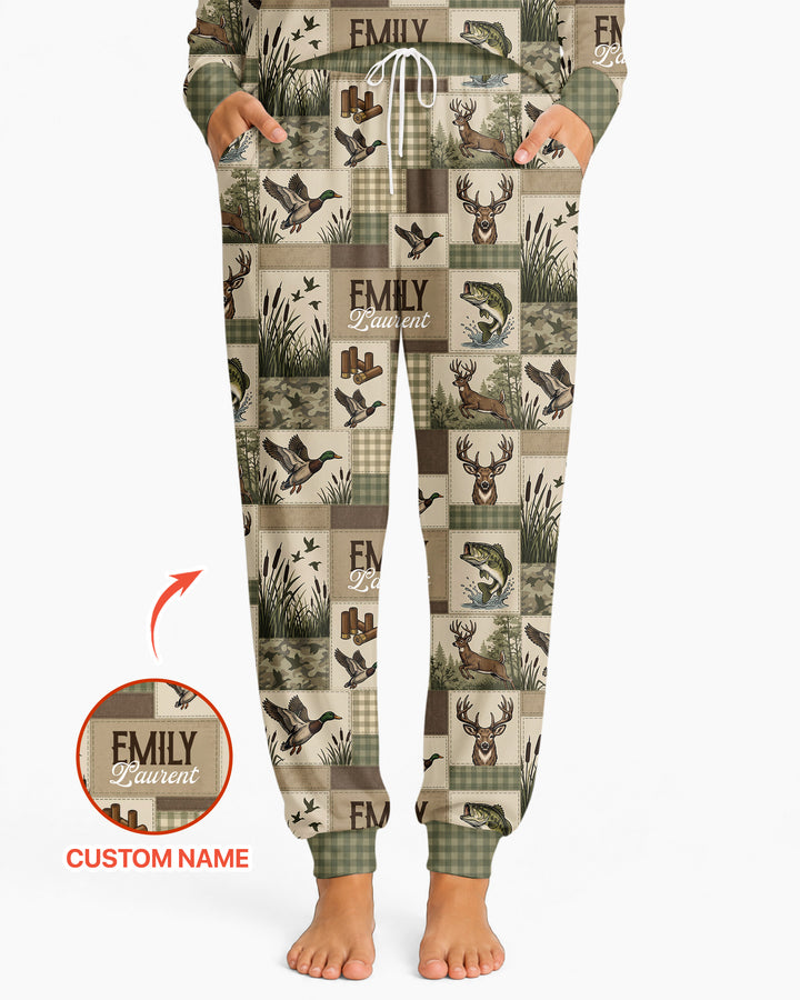Personalized Hunting Patchwork Bamboo Women Pajama Set