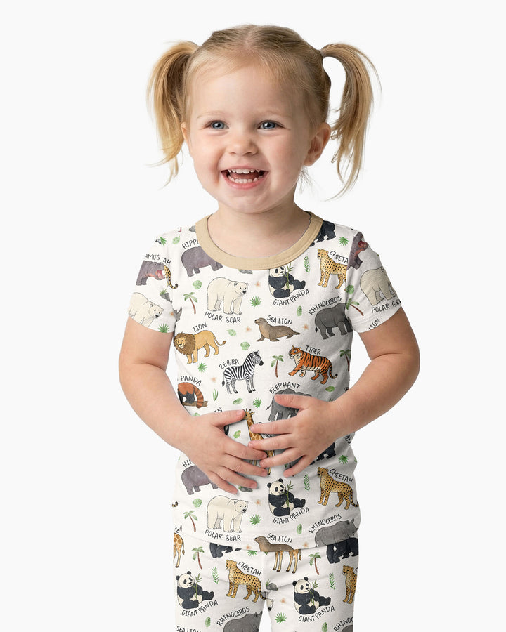 Safari Animals Bamboo Two Piece Short Sleeve Pajama Set