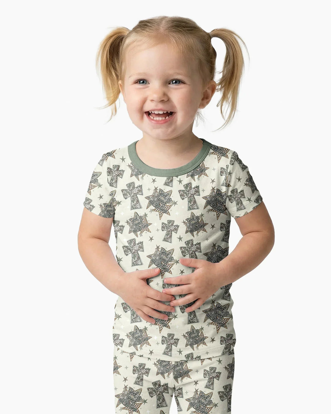 Camo God is Good Family Matching Bamboo Two Piece Short Sleeve Pajama Set