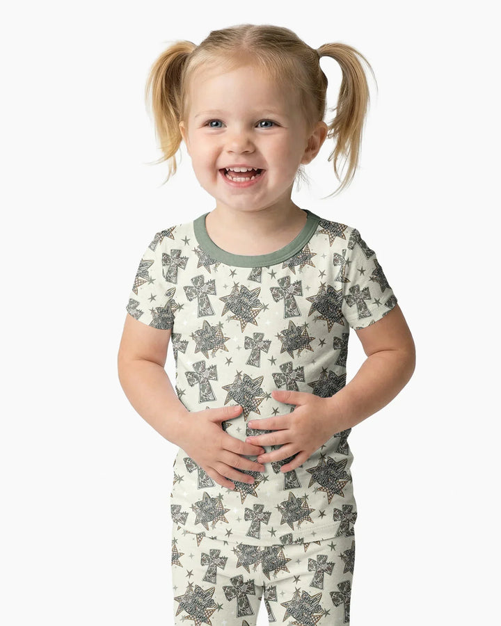 Camo God is Good Family Matching Bamboo Two Piece Short Sleeve Pajama Set