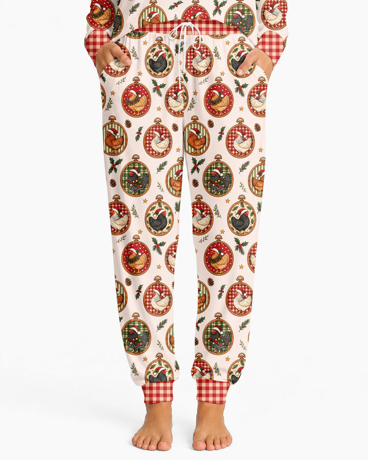 Chicken Merry Clucking Christmas Bamboo Women Pajama Set