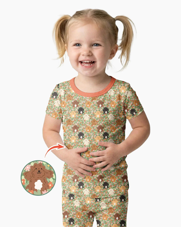 Puppy Garden Family Matching Bamboo Two Piece Short Sleeve Pajama Set