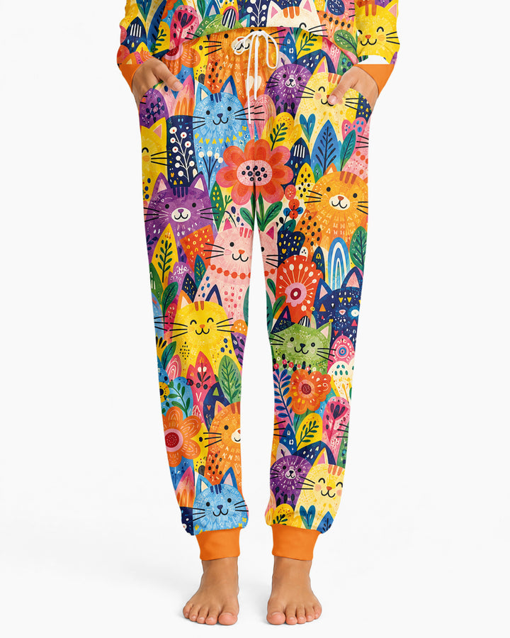 Colorful Lovely Cat Bamboo Women Pajama Set