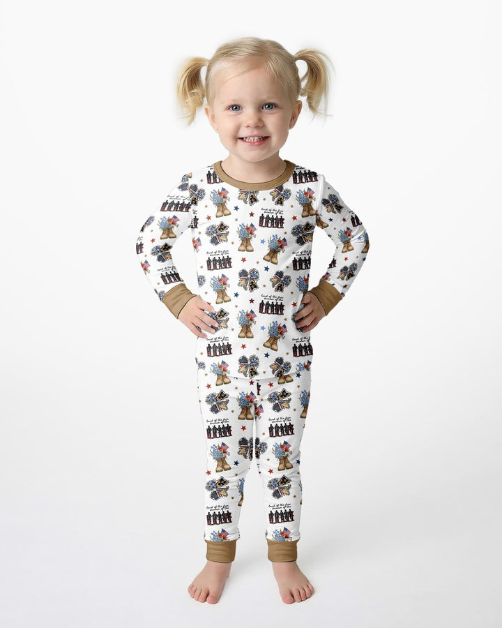 Honor the Brave Family Matching Bamboo Two Piece Long Sleeve Pajama Set