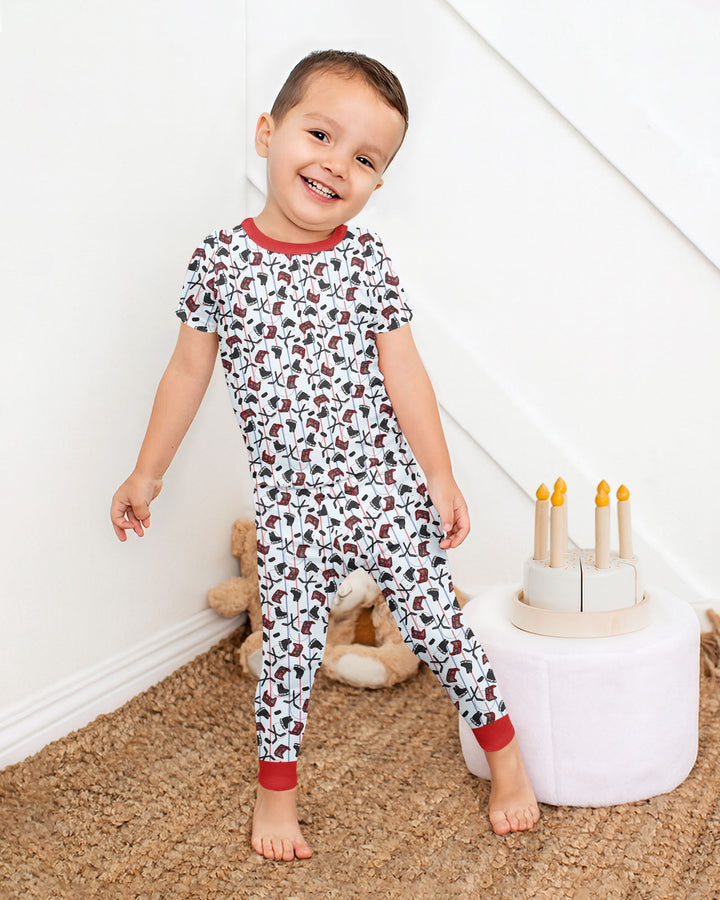 Hockey Rink Bamboo Two Piece Short Sleeve Pajama Set