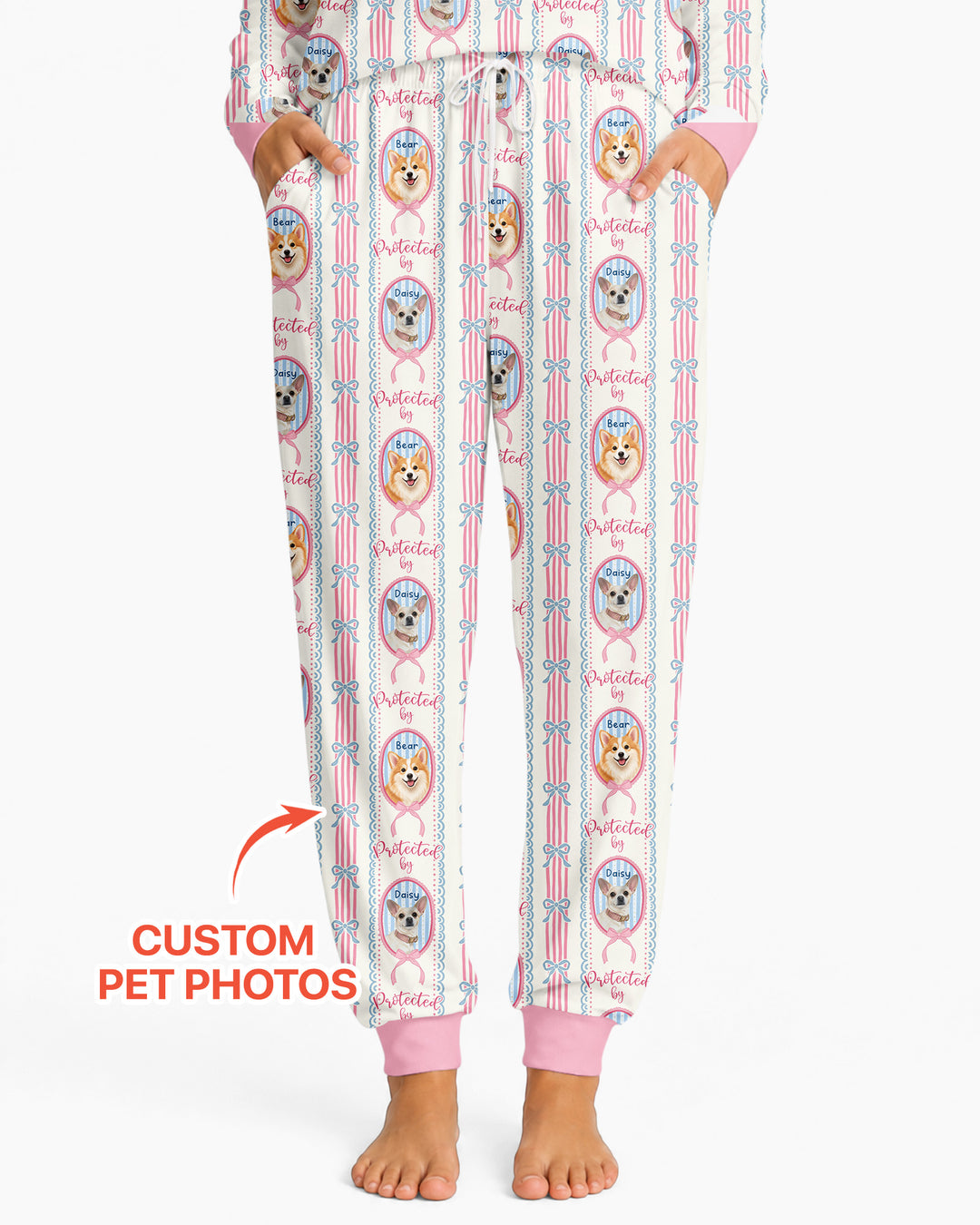 Custom Coquette Pet Photo Little Protector Bamboo Women Pajama Set