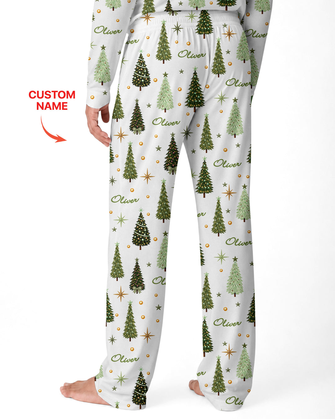 Custom Name Merry Christmas Tree Bamboo Men's Pajama Set