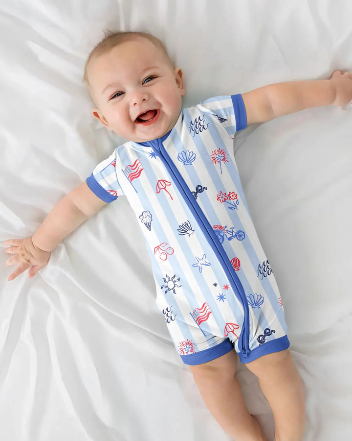 Red, White & Beachy Family Matching Bamboo Shorty Zippy
