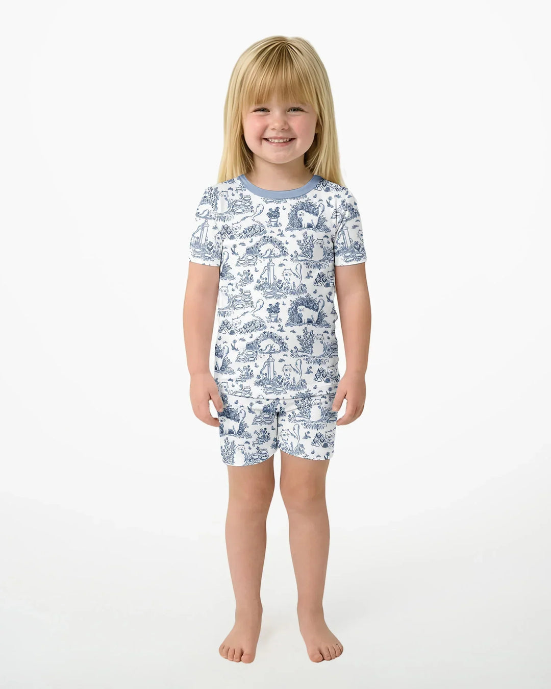 Toile Cats Bamboo Two Piece Short Sleeve Shorts Pajama Set